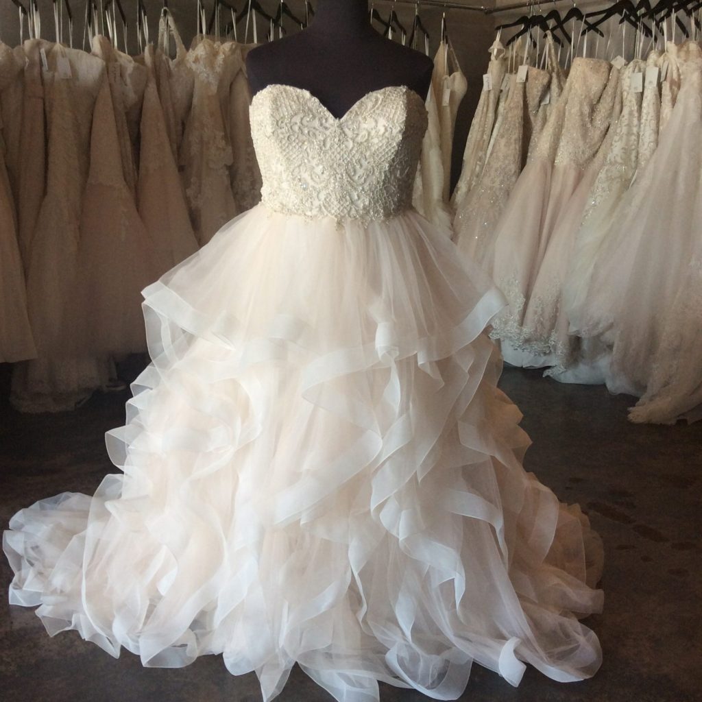 NEW Champagne Ruffle  Wedding  Dress  Strut Bridal  Salon